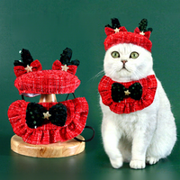 Ensemble de bavoirs et chapeaux de Noël en coton écologique pour animaux de compagnie – Accessoires festifs adorables pour chats et chiens (vente en gros)