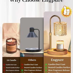 Chauffe-bougie électrique en <span class=keywords><strong>bois</strong></span>, brûleur d'arômes, lampe <span class=keywords><strong>à</strong></span> cire fondante pour aromathérapie, luminosité réglable, 1 <span class=keywords><strong>mèche</strong></span>, multi-prises, salon, chambre <span class=keywords><strong>à</strong></span> coucher - Product Image 5