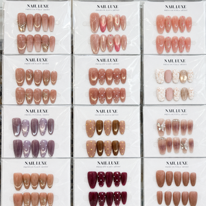 Faux Ongles Press-On Faits Main Français Haut de Gamme Élégants Crème Douce Teint Clair Fini <span class=keywords><strong>Ovale</strong></span>/Longs Pointus - Product Image 1