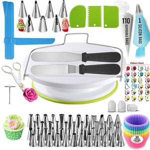Cake Turntable Set With Spatulas And Piping <b>Tools</b> For Baking And Decorating - Product Image 5