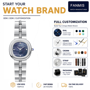 Montre ovale personnalisée en quartz pour femme, étanche 30M, cadran nacre, lunette torsadée, bracelet en acier inoxydable, style décontracté - Product Image 1