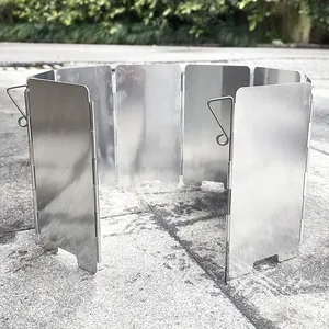 Wholesale 9 Plates <b>Gas</b> Stove Wind Shield Outdoor <b>Camping</b> Picnic Cooking Burner Windproof Screen Aluminum - Product Image 4