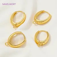 Crochets de boucles d'oreilles ovales en laiton plaqué or 18 carats, à rétention de couleur, attaches et accessoires pour boucles d'oreilles, apprêts de bijouterie