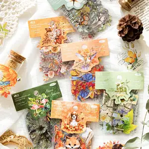 30 Pcs/Pack Candy Posts Pet Sticker Bag Leaf Leaf Collage Season Retro Collage Journal Decorative Source Material into 6 Models