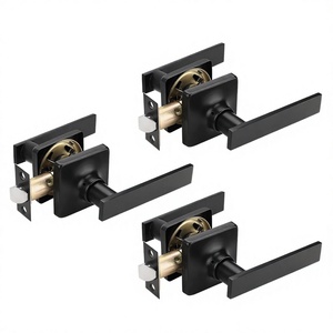 GOBEKOR Paquete de 3 Manijas de Puerta Reversibles Modernas de Acero Inoxidable Negro Mate Sin Bloqueo para Puertas de Pasillo/Armario (Derecha/Izquierda) - Product Image 2