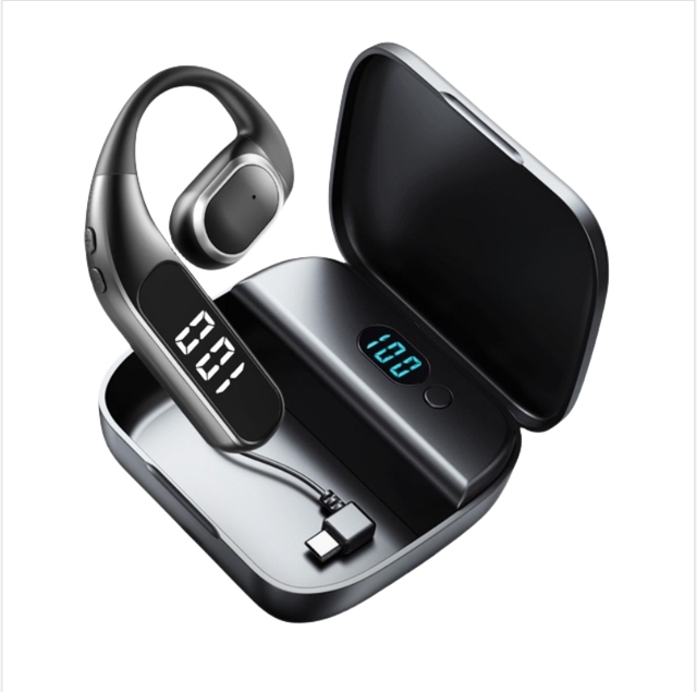 OWS Single Ear Bone Conduction Headphone 30-40 Hours Wireless Open Ear Business Design Digital Display Battery for Sports