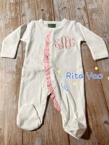 Set tutina con collo a busta per cappello a manica lunga con ricamo personalizzato in cotone bianco manica lunga autunno inverno <span class=keywords><strong>vestiti</strong></span> per bambini - Product Image 4