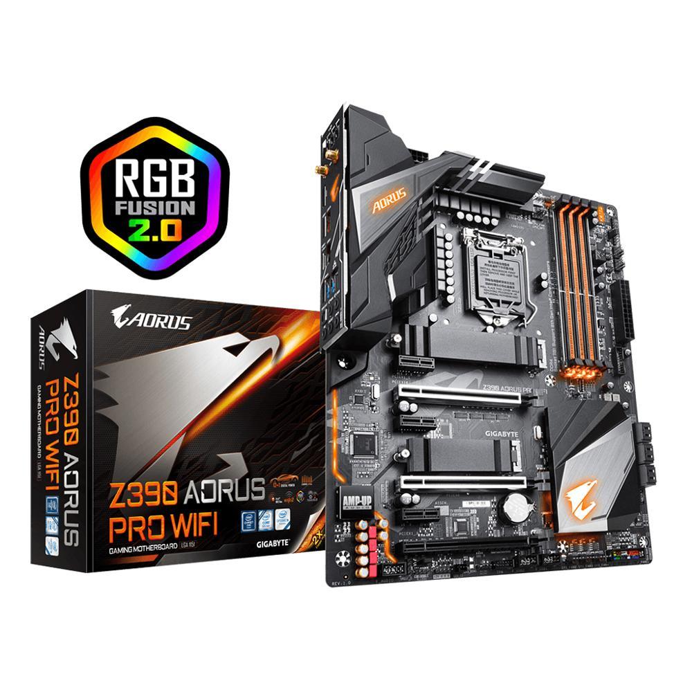 GIGABYTE Intel Z390 AORUS профессиональное беспроводной доступ в Интернет, украшенное мозаикой из драгоценных камней, 12 этапов цифровой VRM решения мультирезки радиаторы с б/у с тепловым стержнем heat pipe материнская плата