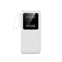 Batería Externa Delgada de 10000mAh para Teléfono con 4 Cables Integrados, Pantalla Digital, Soporte para Teléfono, Cargador Portátil