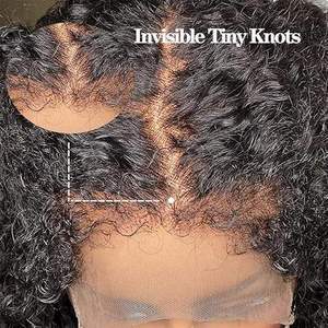 Vente en gros de perruques frontales en dentelle 13x4 HD transparentes à 250% de densité pour cheveux humains vierges chinois bruts SDD bouclés de type pixie - Product Image 4