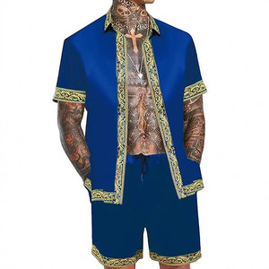 <span class=keywords><strong>Abbigliamento</strong></span> da <span class=keywords><strong>uomo</strong></span> leggero e <span class=keywords><strong>Casual</strong></span> da <span class=keywords><strong>uomo</strong></span> con stampa hawaiana completo in due pezzi per Waffle da vacanza al mare - Product Image 4
