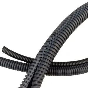 Black Open pipe split flexible corrugated hose for cable protection