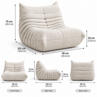 Canapé nuage d'extérieur pour véranda, pliable à plat, gain de place, scellé sous vide, en carton, pour la détente à tout moment et en tout lieu, Almond Horizontal Channel