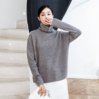 Pull en cachemire tricoté Lurex personnalisé pour femme, doux, fil scintillant, épaules tombantes, manches longues, col roulé, anti-plis