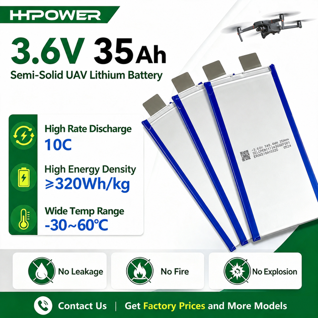 3.6V 35Ah Semi Solid State Battery 320Wh/kg Density SIC Drone Battery 10C High Rate Discharge NMC Lipo Battery for UAV FPV