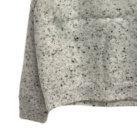 Pull-over court pour femme à col ras du cou et manches raglan, gris clair chiné noir, style ample et décontracté, à pois, marque privée