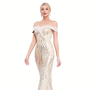 Gaun pesta malam model mermaid panjang menjuntai, satu bahu, bahan satin natural modern untuk wanita, cocok untuk pesta dansa/prom. - Product Image 3