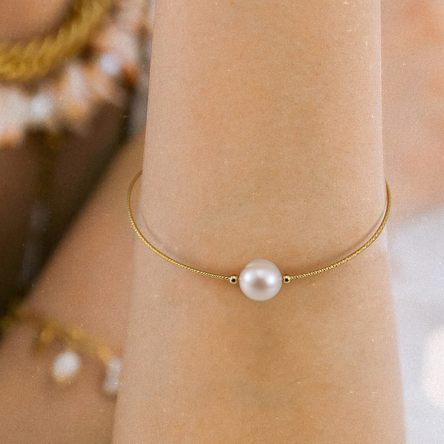 Seven.A 925 Sterling Silver Adjustable Freshwater Pearl Bracelet 14k Gold Plated Custom Orders