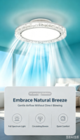 Ventilateur de plafond intelligent sans pales avec lumière, moteur DC, contrôle par application Tuya WiFi