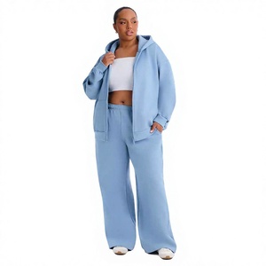 Conjunto Deportivo de Dos Piezas para Mujer, Personalizado al por Mayor, con Cierre, Forro Polar de Invierno, Antiencogimiento, 400g, 100% Algodón, Sudadera con Capucha y Pantalones Jogger para Gimnasio y Entrenamiento - Product Image 1