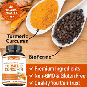 แคปซูลขมิ้นออร์แกนิกผสมขิงและพริกไทยดำขมิ้นเคอร์คูมินสำหรับสุขภาพข้อต่อและกระดูก95% ขมิ้น - Product Image 3