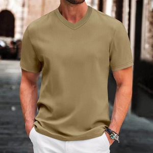<span class=keywords><strong>Camiseta</strong></span> Casual de Punto para Hombre, Color Verde, Corte Holgado, 200 Gramos, Diseño Sólido con Logotipo Impreso en la Parte Delantera, Venta al Por Mayor Personalizada - Product Image 1