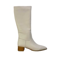 Nouvelle Collection Automne – Bottes d'équitation montantes en cuir pleine fleur couleur unie, respirantes et chaudes, avec fermeture éclair latérale, talon compensé et bout pointu