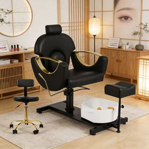 Fauteuil de pédicure métallique best-seller avec bain de pieds, réglable et rotatif, et bol de pédicure multifonctionnel intégré - Product Image 4