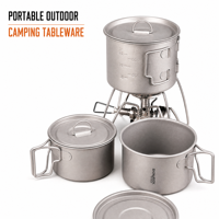 Mug de camping en titane pur avec couvercle, pot en titane ultraléger à poignée pliable pour la randonnée en plein air, le camping, le pique-nique et la cuisine