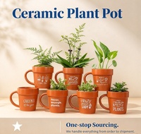 Pot de plante en céramique, logo personnalisé, pot à succulentes en forme de tasse créative pour la décoration intérieure