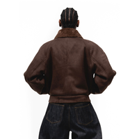 Veste d'hiver pour homme, fermeture éclair asymétrique sur le devant, doublure en peau de mouton chaude, col en polaire épais, vêtements d'extérieur pour temps froid, veste de pilote