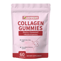 Gummies de collagène VitaSpring avec biotine, suppléments blanchissants pour la peau, étiquettes privées OEM, vitamines E et C bio pour la peau et les cheveux