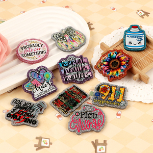 Custom Acrylic Plastic Glitter Designer Charms Retractable Badge Reel with No <b>Holder</b> Badge <b>Holder</b> & Accessories - Product Image 4