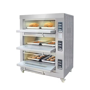 Four à pâtisserie commercial Gainjoys à 3 étages et 6 plateaux pour noix <span class=keywords><strong>de</strong></span> cajou, pommes <span class=keywords><strong>de</strong></span> <span class=keywords><strong>terre</strong></span>, pain, gâteaux, tartes et pâtisseries - Product Image 1