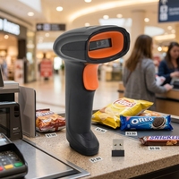 Escáner de Código de Barras Inalámbrico 2D Portátil, Lector de Códigos QR para Supermercados, Almacenes y Logística
