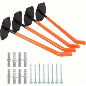 Crochets de garage robustes en acier allié à fixation murale, système de rangement multifonctionnel pour pneus avec revêtement antidérapant pour vélos, échelles, chaises - Product Image 1