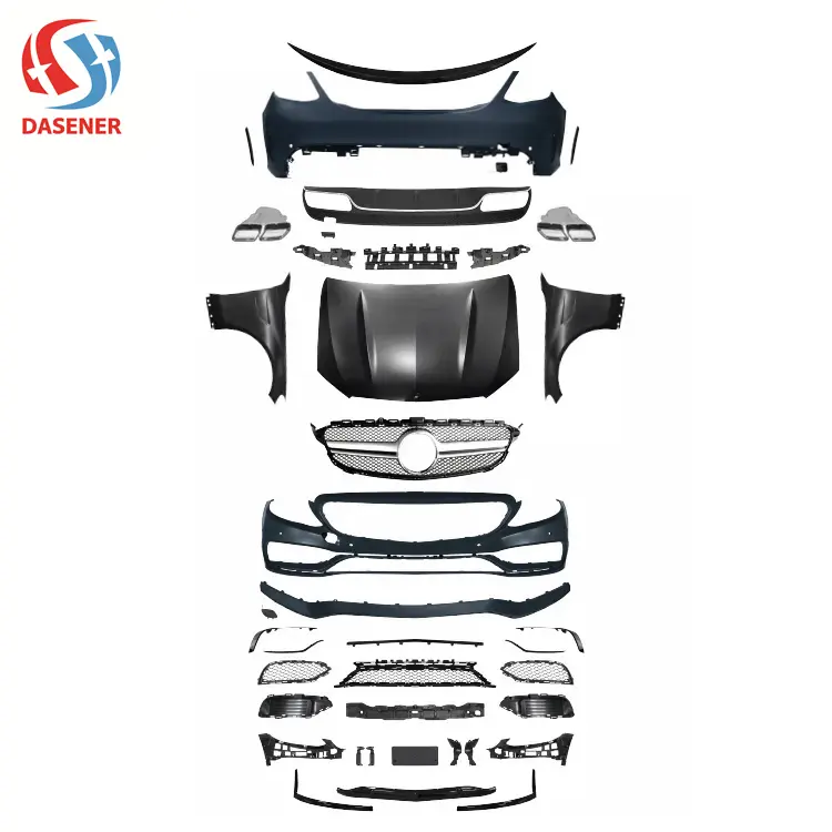 Dasener กระจังกันชนหน้าแต่งกันชนหลังลิป,สปอยเลอร์กันชนหลังสำหรับ Mercedes Benz C Class W205 Body Kit Ungrade AMG63 2015-2021