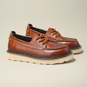 Nouvelles Chaussures pour Hommes – Style Printemps-Automne en Cuir Véritable Haut de Gamme, Style Workwear Décontracté Britannique, Respirantes - Product Image 2