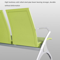 Siège de bureau commercial triple place en alliage d'aluminium avec accoudoirs et pieds, pour salon d'aéroport, dossier standard export