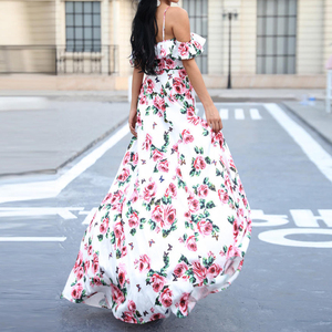 Nouveaux vêtements Boho pour femmes Styles bohèmes robe d'impression de fleurs robe longue sexy pour femmes - Product Image 3