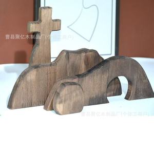 Cruz de Madera Decorativa Hecha a Mano, Adorno de Pascua para Interiores, Regalo Artesanal - Product Image 4