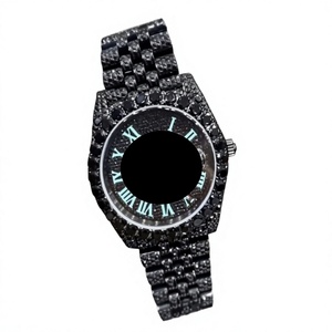 Luxury <b>Men's</b> Black Moissanite <b>Watch</b> Diamond Paved Folding Clasp High Quality Fashion <b>Bracelet</b> - Product Image 1