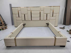 Новый дизайн King Size Queen Size кровать Стильный современный кожаный супер король Роскошная итальянская кровать - Product Image 5