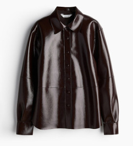 Ensemble 2 pièces élégant pour femme en similicuir brillant, manches longues et jupe courte, tendance - Product Image 5