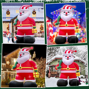 Décoration de Noël gonflable personnalisée Père Noël avec éclairage LED extérieur, 2,1 m de haut, en plastique moulé, style traditionnel - Product Image 5