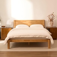 Lit double en bambou écologique personnalisé, faible en carbone, sain, avec cadre en bois massif, design moderne et simple, montage facile, 165x215x10cm