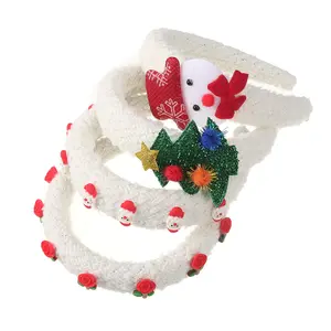 Christmas Plush Headband Cute Snowman Santa Xmas Tree Rose Topper Headband For Xmas Holiday New Year Daily Life