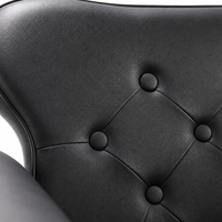 Fauteuil de Barbier Moderne en Similicuir Noir et Or, Inclinable Hydrauliquement, avec Appui-tête, Pivotant à 360°, Chaise de Salon de Coiffure Réglable en Hauteur