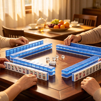 Tuiles de Mahjong Américain en Acrylique Transparent Effet Cristal avec Flocons Argentés, 5 Tons, Finition Brillante et Lisse pour Loisirs à Domicile