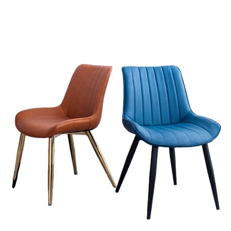 Chaise en cuir PU moderne à pied en métal, mobilier de maison, style nordique, pour restaurant, chaise Silla de comedor, cuir PU